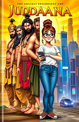 The cover features five handsome ancient warriors, the Pandavas—Yudhishthira, Bhima, Arjuna, Nakula, and Sahadeva—alongside the beautiful princess Draupadi, all dressed in regal and traditional attire