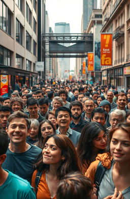 A visual representation of 'Psychology of the Crowds', showcasing a diverse group of people in an urban setting