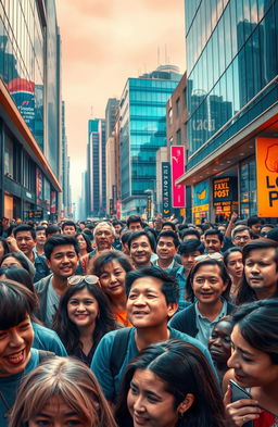 A visual representation of 'Psychology of the Crowds', showcasing a diverse group of people in an urban setting