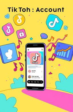 A vibrant and engaging illustration depicting a TikTok account growth journey