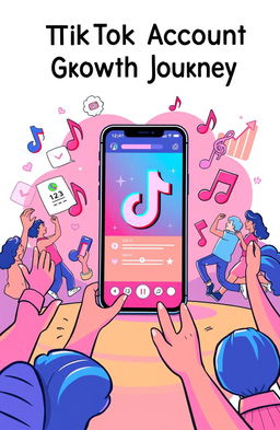 A vibrant and engaging illustration depicting a TikTok account growth journey