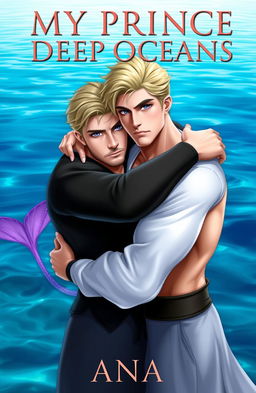Two handsome fair men embracing each other in a warm hug, showcasing their strong bond and affection