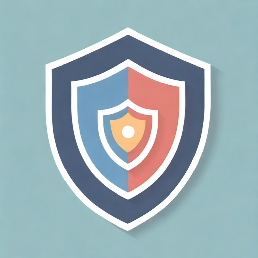 Design a shield symbolizing cybersecurity within an Accounting Information System, featuring elements like firewalls, encryption symbols, and security protocols signifying the importance of safeguarding financial data.