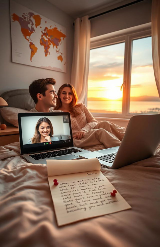 A romantic love story set in a long-distance relationship, featuring a couple sharing their moments through video calls and letters