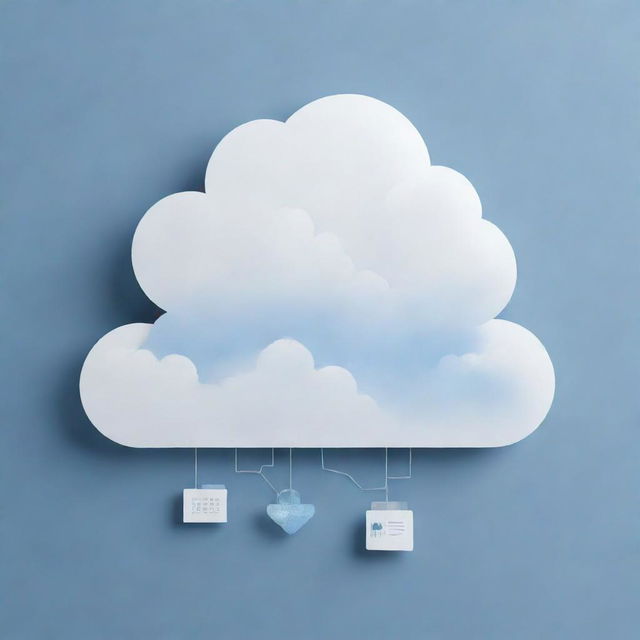 Create a cloud-shaped illustration signifying the transition to cloud-based accounting systems, demonstrating data storage, access, and security in the cloud, highlighting the flexibility and accessibility of modern accounting solutions.