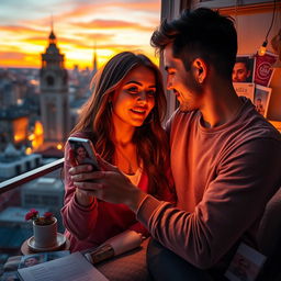 A romantic love story showcasing a bisexual couple in a long-distance relationship, filled with emotion and connection
