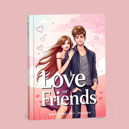 A striking book cover for the title 'Love or Friends,' featuring an artistic portrayal of one beautiful girl and one handsome boy
