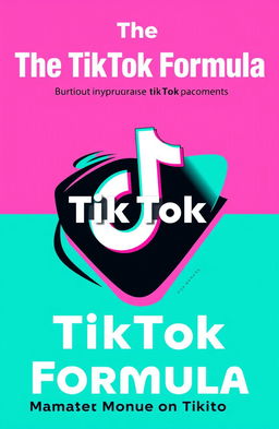 A bold and vibrant logo design for 'The TikTok Formula' featuring a stylized TikTok icon, with the text 'Grow Your Account & Make Money on TikTok' creatively integrated into the design