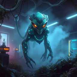 A captivating depiction of a fictional creature known as Specimen Zero, showcasing its unique features in a surreal environment
