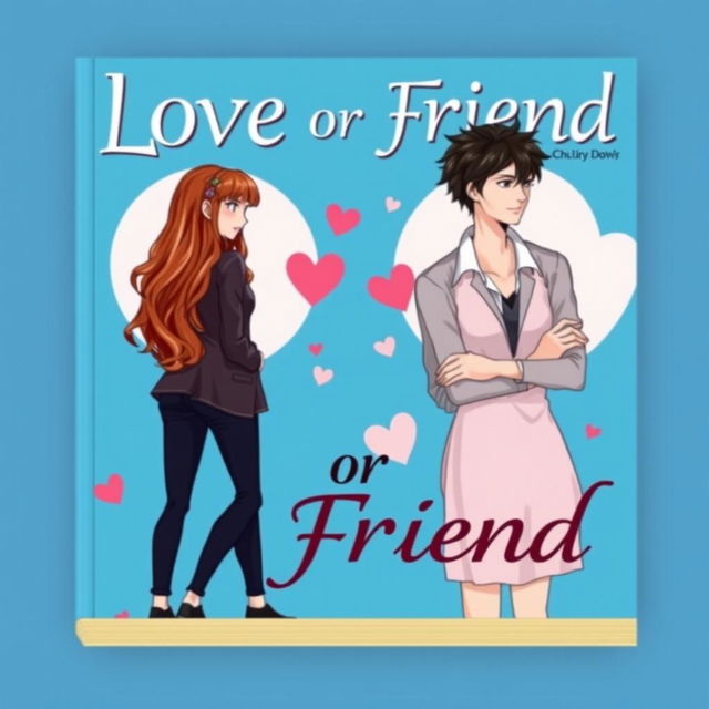 A book cover for the title 'Love or Friend', featuring a vibrant blue background that evokes a sense of emotion and intrigue