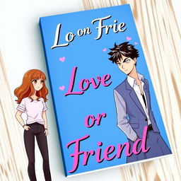 A book cover for the title 'Love or Friend', featuring a vibrant blue background that evokes a sense of emotion and intrigue