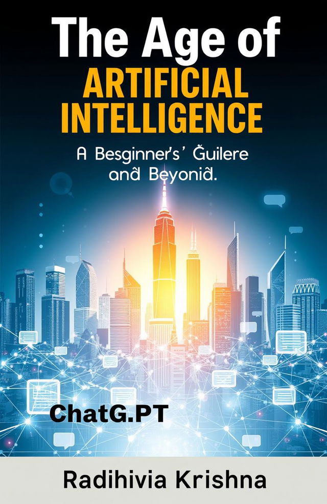 A captivating ebook cover design for 'The Age of Artificial Intelligence: A Beginner's Guide to ChatGPT and Beyond' by Radhika Krishna (Devapriya R S)