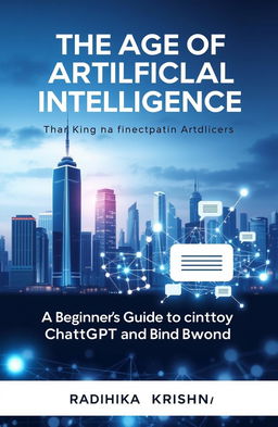 A captivating ebook cover design for 'The Age of Artificial Intelligence: A Beginner's Guide to ChatGPT and Beyond' by Radhika Krishna (Devapriya R S)