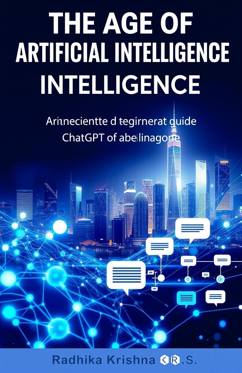 A captivating ebook cover design for 'The Age of Artificial Intelligence: A Beginner's Guide to ChatGPT and Beyond' by Radhika Krishna (Devapriya R S)