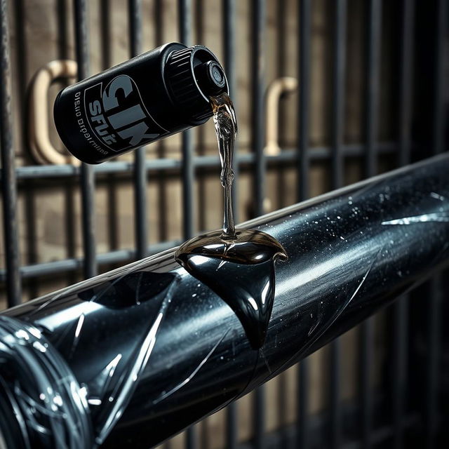 A close-up shot of a large black baseball bat wrapped in transparent plastic