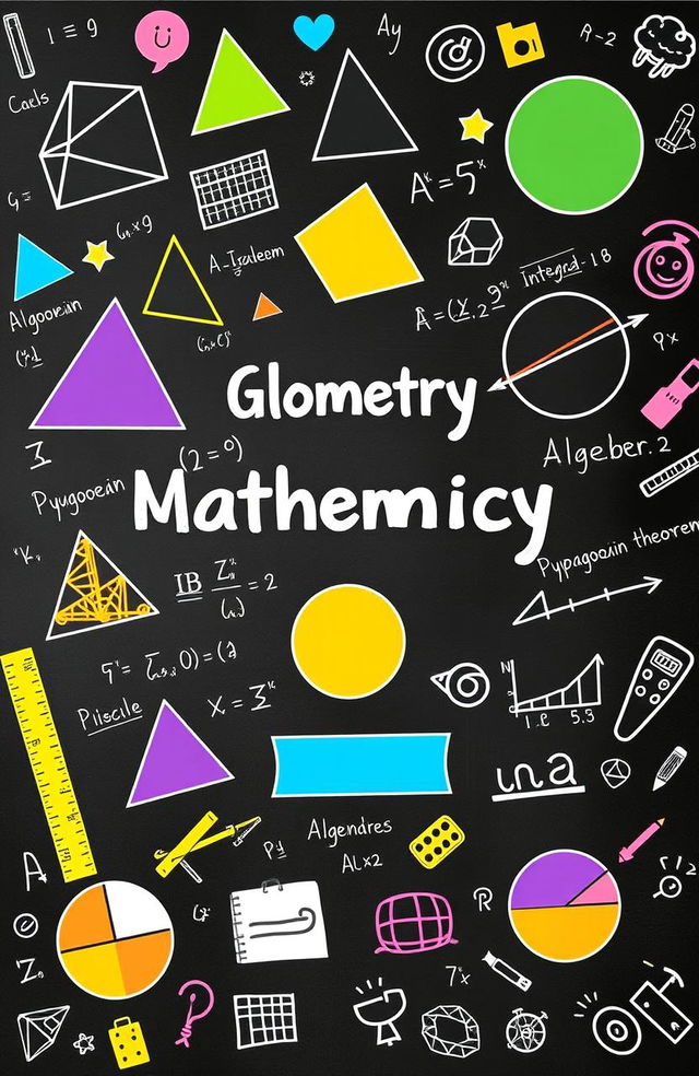 A visually appealing and educational illustration that covers various mathematical concepts, including geometry, algebra, calculus, and statistics