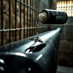 A close-up shot of a large black baseball bat, prominently displayed and wrapped in clear plastic