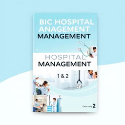 A visually appealing and professional cover page design for the book titled 'Basic Hospital Management 1 & 2'