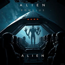 An intense scene from the 'Alien: Romulus' final trailer, showcasing a dark and foreboding space environment