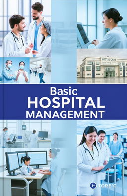 A visually appealing book cover for 'Basic Hospital Management 1 & 2'