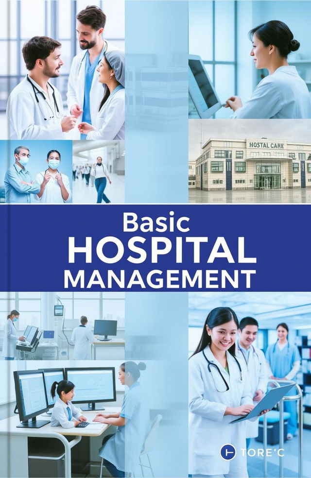 A visually appealing book cover for 'Basic Hospital Management 1 & 2'