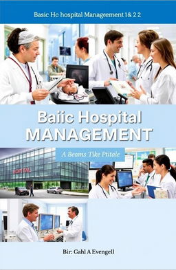 A visually appealing book cover for 'Basic Hospital Management 1 & 2'