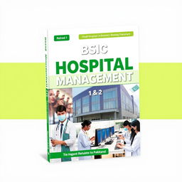 A captivating book cover for 'Basic Hospital Management 1 & 2' tailored to a Pakistani context