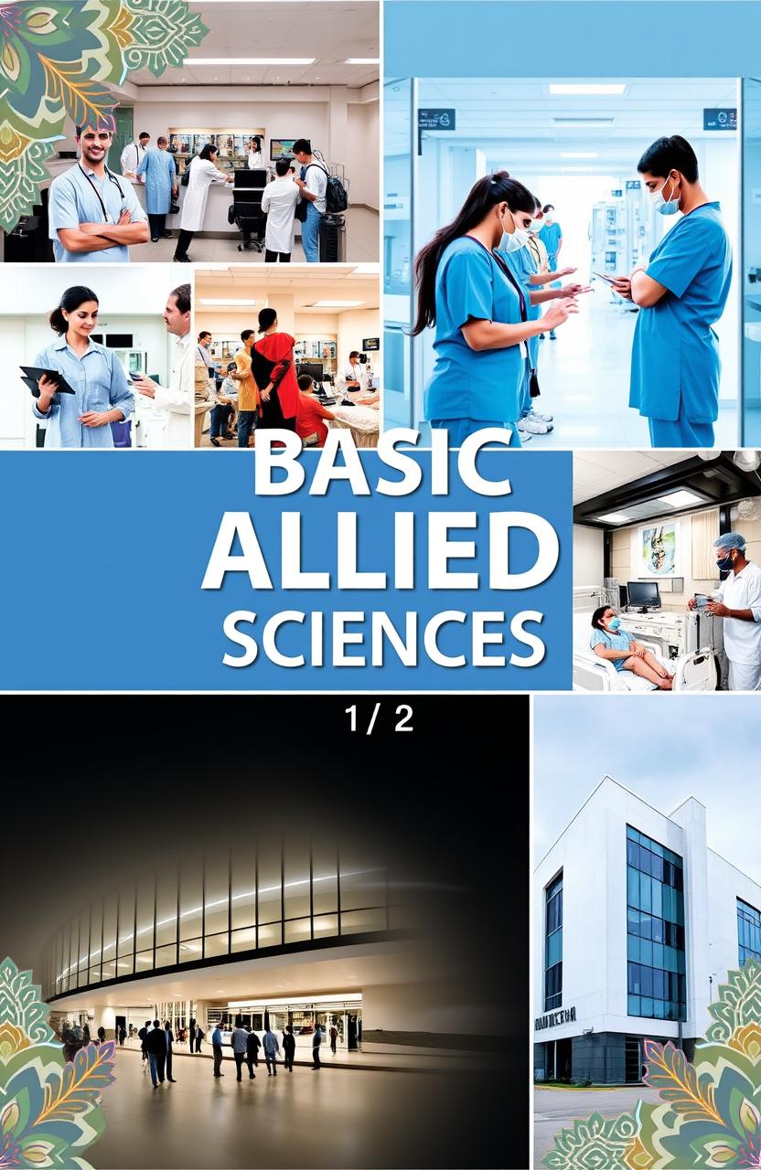 A book cover design for 'Basic Allied Sciences 1 & 2'