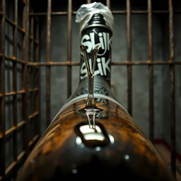 A close-up shot capturing a large black baseball bat wrapped in plastic, with clear oil streaming from a black lube container featuring a striking 'SLiKK' graffiti logo