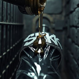 A close-up view of a large black baseball bat wrapped in clear plastic