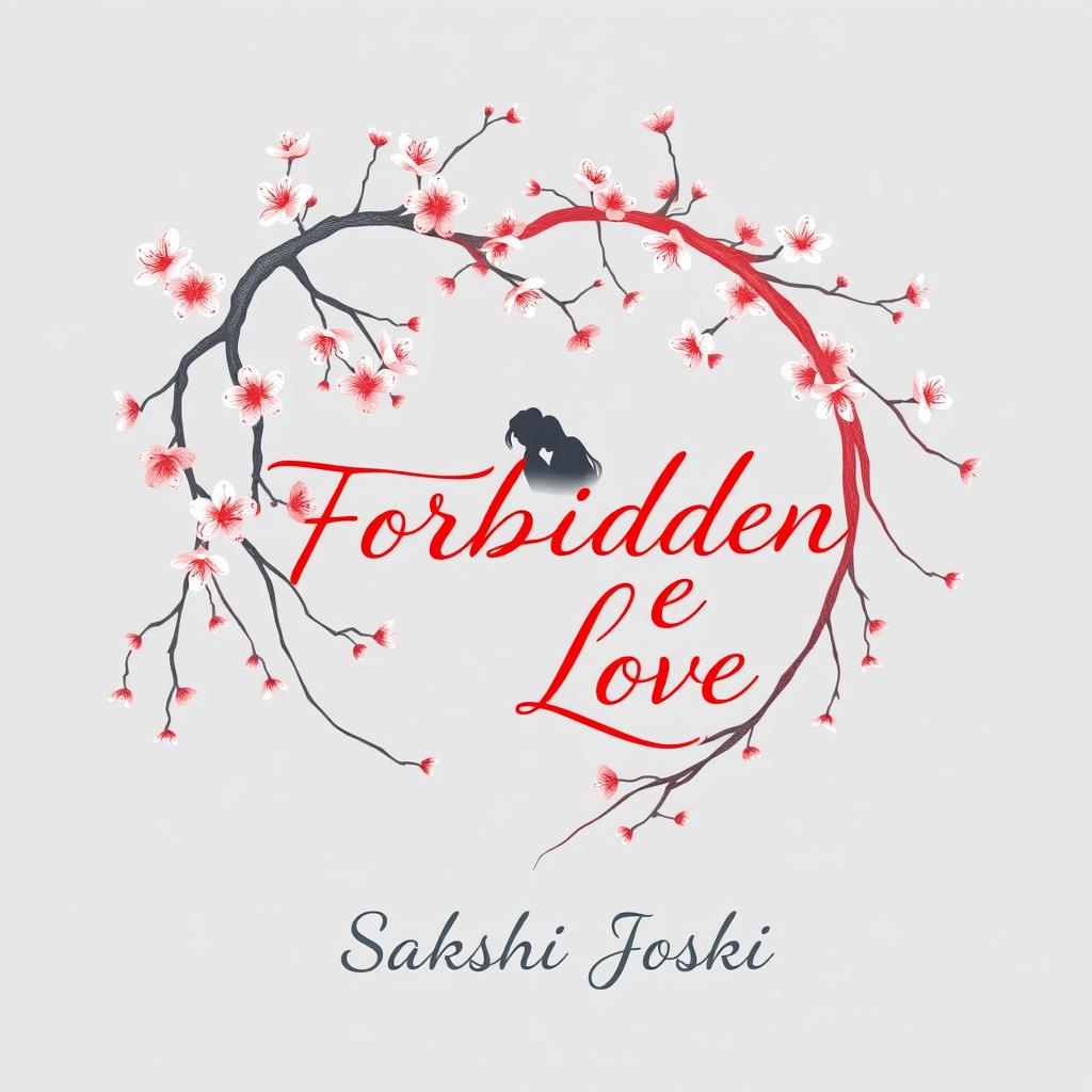 A delicate, hand-drawn design of intertwined cherry blossom branches, symbolizing the forbidden love between Joon-Hyuk and Siya