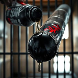 A close-up image of a large black baseball bat wrapped in clear plastic