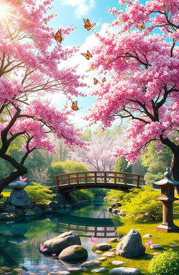 A beautifully serene landscape depicting the concept of 'Ikigai'