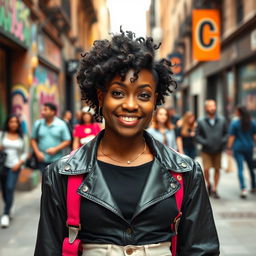 A charming and whimsical scene from a dramedy featuring a black man dressed as a woman, showcasing a flawless face and embodying the youthful essence of a young black woman