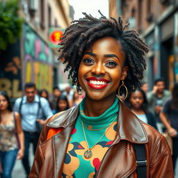 A charming and whimsical scene from a dramedy featuring a black man dressed as a woman, showcasing a flawless face and embodying the youthful essence of a young black woman