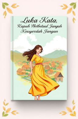 A poetic book cover design for a collection of poems titled 'Luka Kata, Rapuh Boleh Menyerah Jangan'
