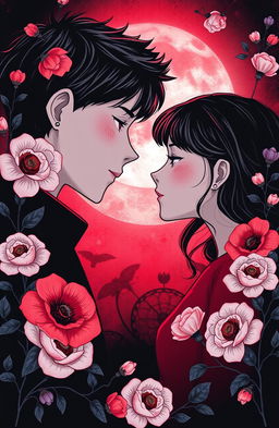 A side profile of a boy and girl gazing into each other's eyes, conveying deep emotion and connection