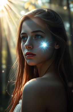An ethereal scene depicting the moment of a mystical scar that fades in and out of view, symbolizing a hidden past