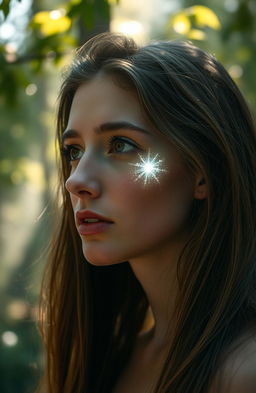 An ethereal scene depicting the moment of a mystical scar that fades in and out of view, symbolizing a hidden past