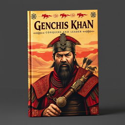 A captivating book cover design for a biography of Genghis Khan