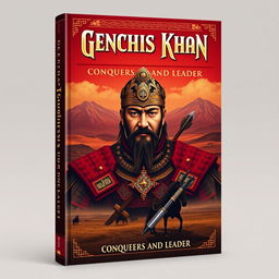 A captivating book cover design for a biography of Genghis Khan