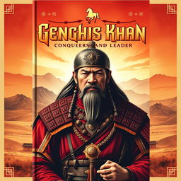 A captivating book cover design for a biography of Genghis Khan
