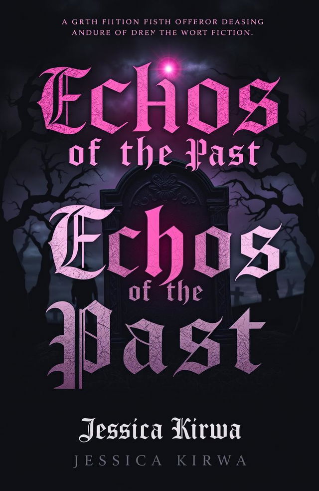 A chilling and atmospheric book cover design titled 'Echos of the Past' in the horror fiction genre, predominantly featuring black and pink colors