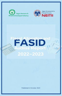 A professional cover page for a financial audit report, titled 'Fiscal Allocation and Statutory Disbursement (FASD) Audit Report 2022-2023'