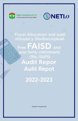 A professional cover page for a financial audit report, titled 'Fiscal Allocation and Statutory Disbursement (FASD) Audit Report 2022-2023'