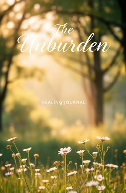 A beautifully designed cover for a healing journal titled 'The Unburden: Healing Journal'