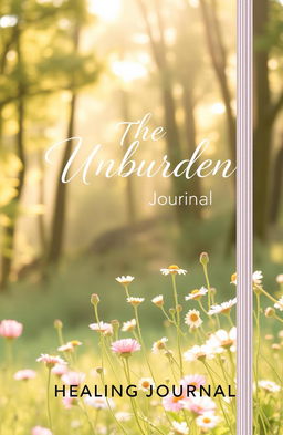 A beautifully designed cover for a healing journal titled 'The Unburden: Healing Journal'