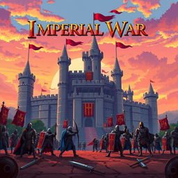 A pixel art cover illustration for a video game titled 'Imperial War'