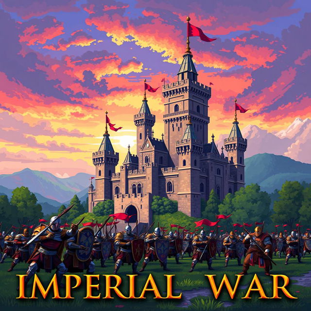 A pixel art cover illustration for a video game titled 'Imperial War'