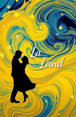 A stunning book cover design inspired by the story of La La Land, featuring elements of love, ambition, and jazz